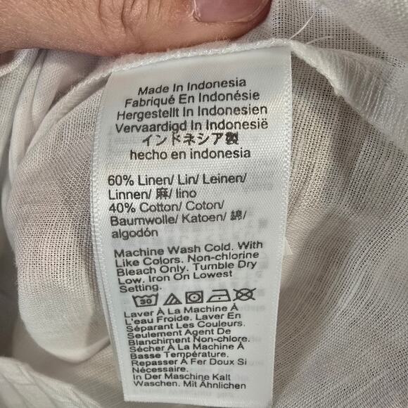 Women's J. Crew White Linen Blend Button Up Dress Shirt | Size Large - Picture 9 of 9